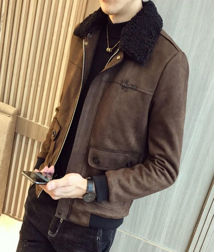 Áo khoácÁo jacket nam, cổ bẻ, thời trang, phong cách Hàn Quốc, một màu, cập nhật xu hướng thời trang TA256 - NÂU - 3XL