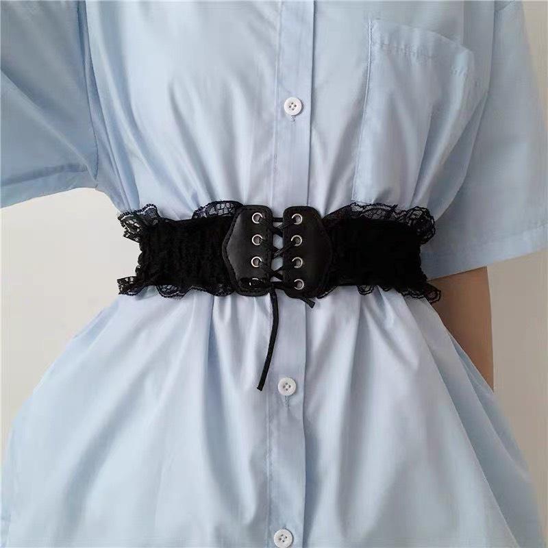 Đai thắt váy bản nhỏ full ren 3 màu dễ mix match Đai corset mua thu 2022