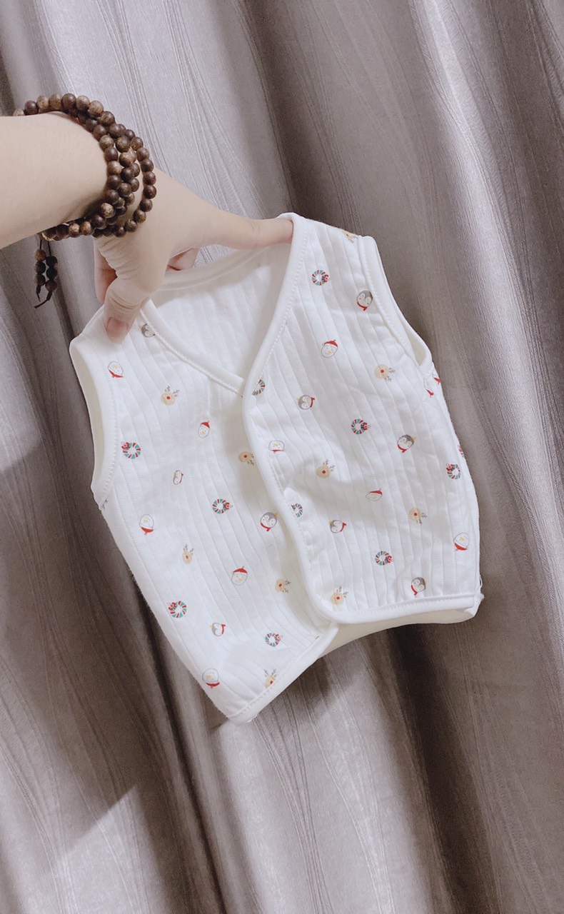 Áo gile cotton xuất hàn Gấu thêu mềm mại cho bé