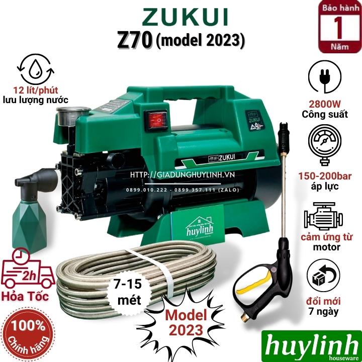 Máy xịt rửa xe Zukui Z70 - Công suất 2800W - Model 2023 - Tự hút nước - Tự ngắt - Motor cảm ứng từ