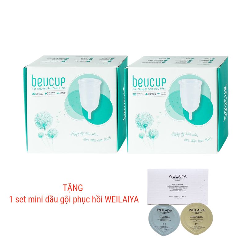 Combo 2 Cốc nguyệt san BeUcup siêu mềm - xóa tan nỗi lo ngày "đèn đỏ"- Tặng 1 set mini dầu gội phục hồi cao cấp Weilaiya