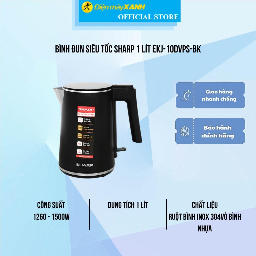 Bình đun siêu tốc Sharp 1 lít EKJ-10DVPS-BK - Hàng Chính Hãng