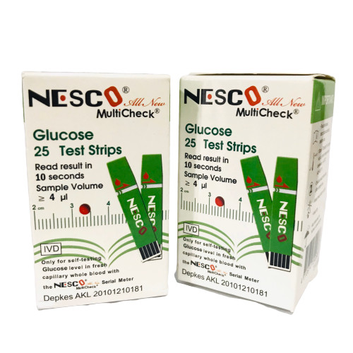 Hộp 25 Que thử Đường Huyết Glucose Dùng cho Máy 3 trong 1 Nesco Nw - 01