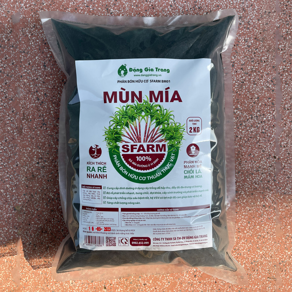 Phân mùn mía Sfarm - Túi 2kg