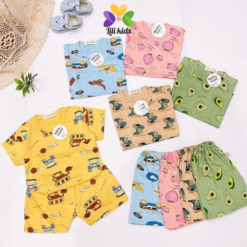 Bộ cộc tay thun lạnh in hình gấu Minky Mom siêu mềm mịn mát cho bé trai/gái BCT02