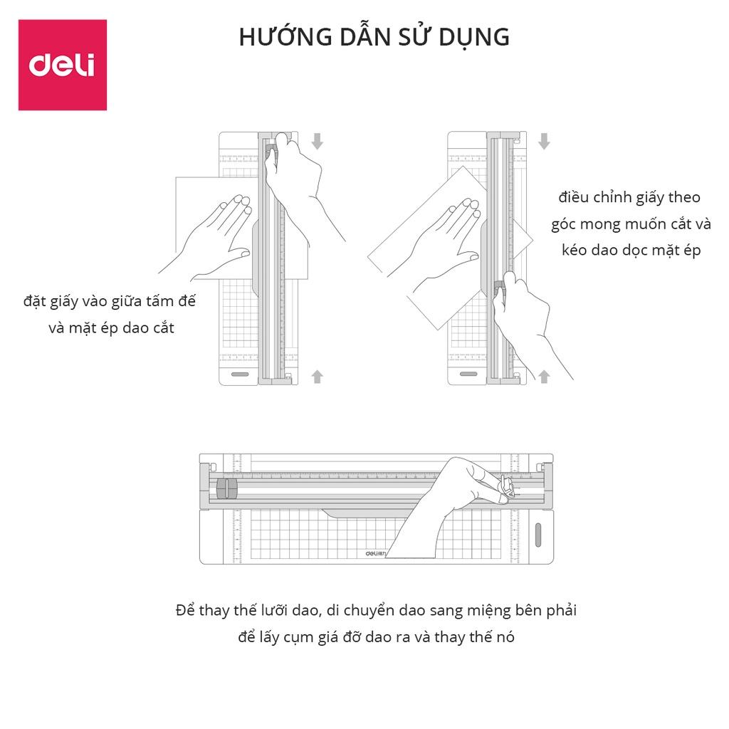 Bàn cắt giấy khổ A4 mini Deli tiện lợi - cắt được giấy 300gsm - có thể điều chỉnh kích thước - an toàn khi sử dụng - 14251