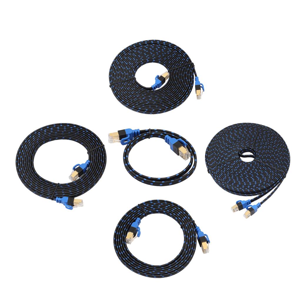 Cat7 Ethernet Cable 10 Gigabit Flat Patch Network LAN Cord For PC