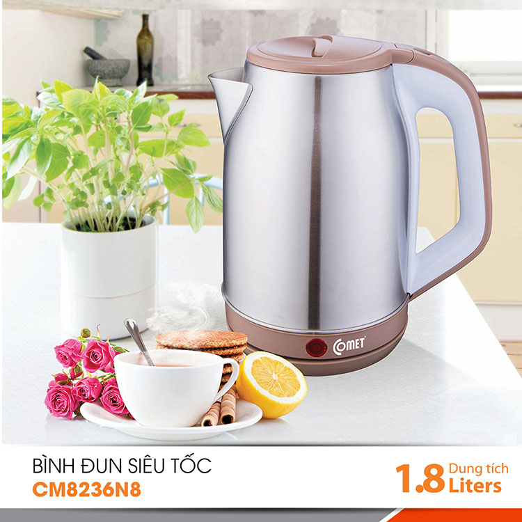 Bình đun siêu tốc Comet 1.8L CM8236N8 -Hàng chính hãng