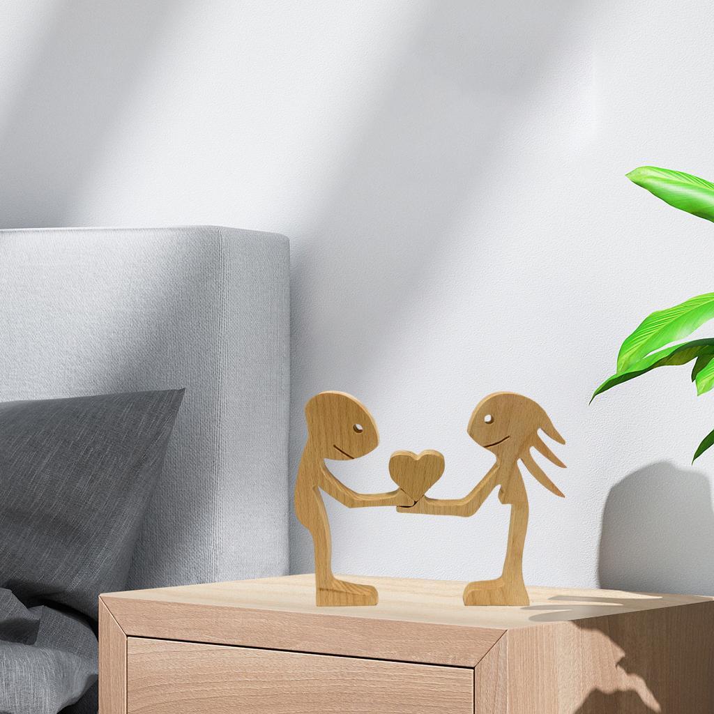 Wood Carving Decoration Figurines Small Home Decor Women and Men A