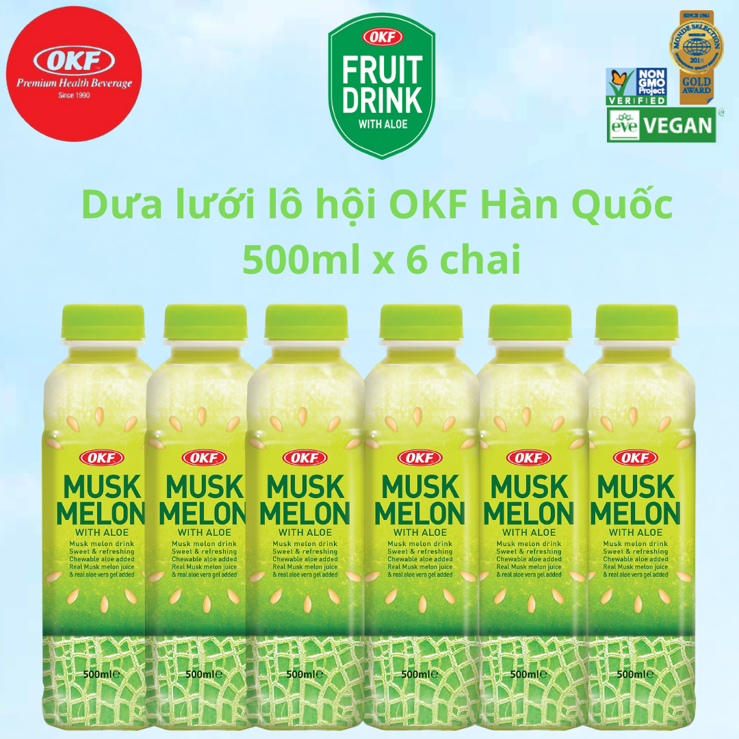 Nước dưa lưới lô hội (NƯỚC DƯA LƯỚI) OKF Hàn Quốc x 6 chai 500ml