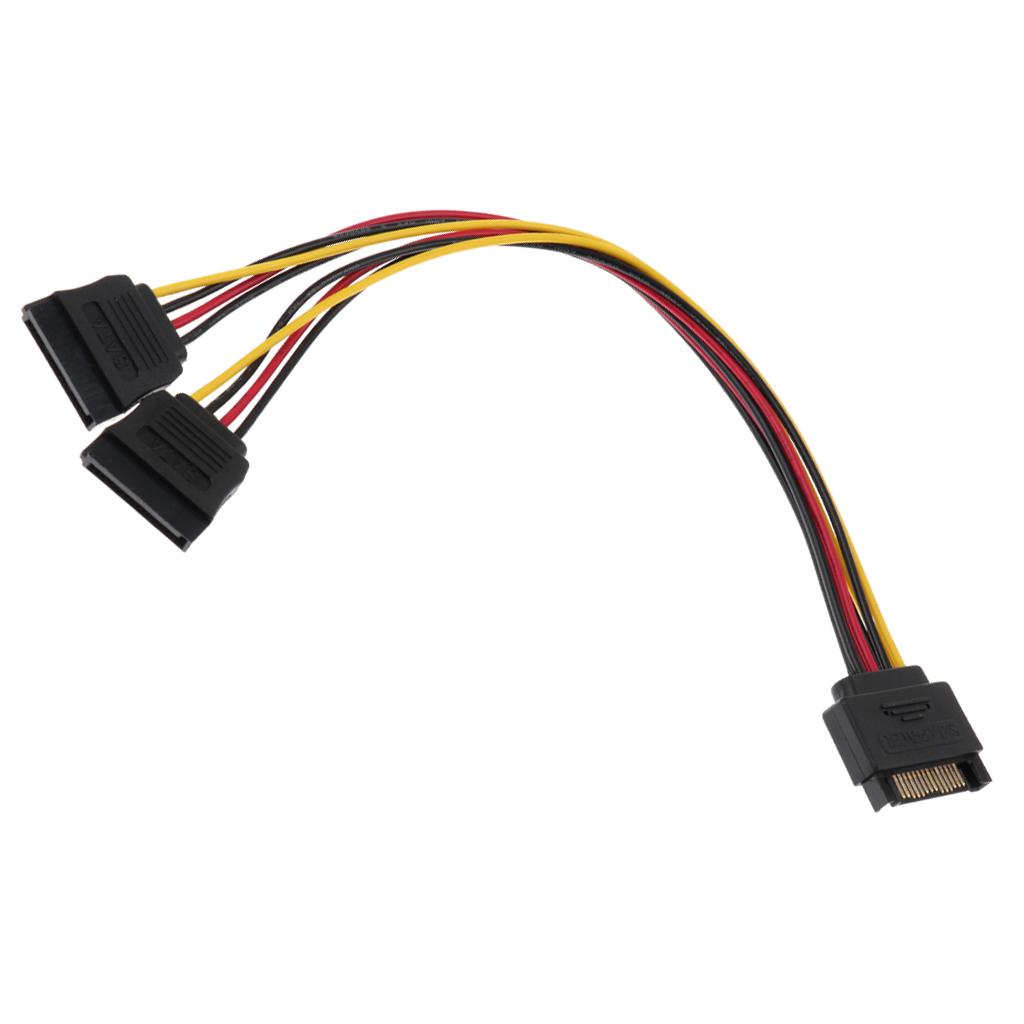 1 SATA to 2 SATA Dual Power Y Splitter Adaptor Cable Lead 2 Way 15 Pin - 15 Pin