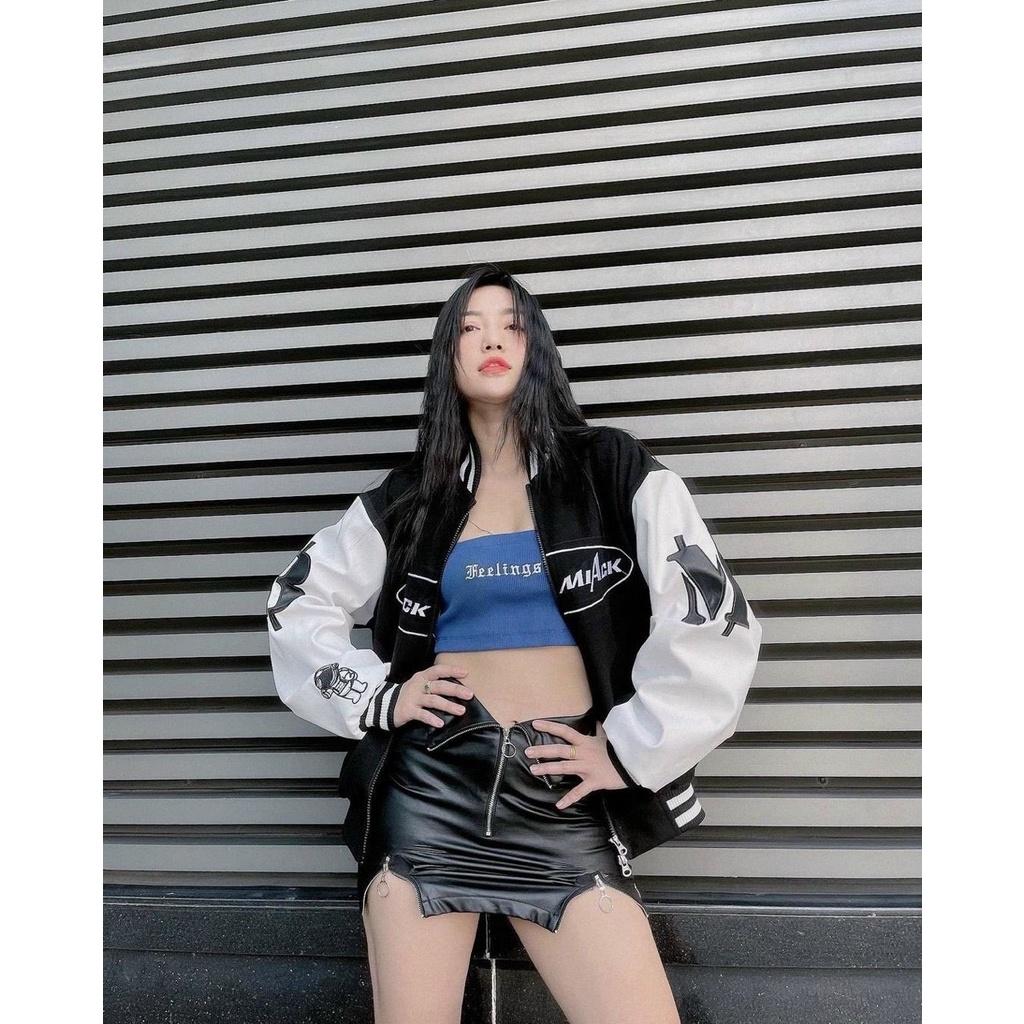 Áo khoác dù Bomber Phối Màu BLACK Áo khoác unisex Cổ Bo Dệt Unisex Nam Nữ Ulzzang Hình Thật Cuối