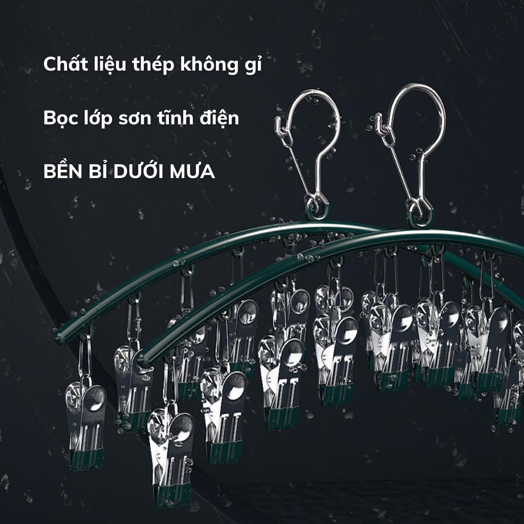 Móc phơi đồ lót, tất vớ đa năng bọc sơn tĩnh điện - Móc treo đồ lót có khoá chống trơn chống trượt, 10 kẹp ghim giữ đồ