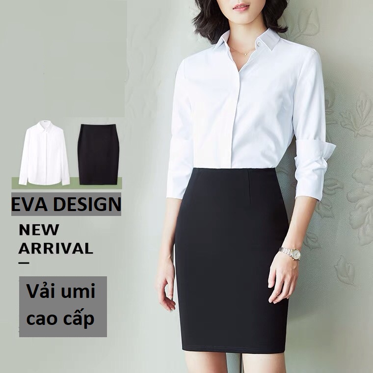 Chân váy ngắn công sở xẻ sau dáng chữ a Eva design vải umi cao cấp co giãn siêu xinh