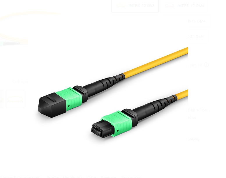 Dây nhảy quang MTP to MTP Female, OS2 Type B, 12 Fibers Elite Trunk Cable sample - Xmethod Network - Hàng chính hãng