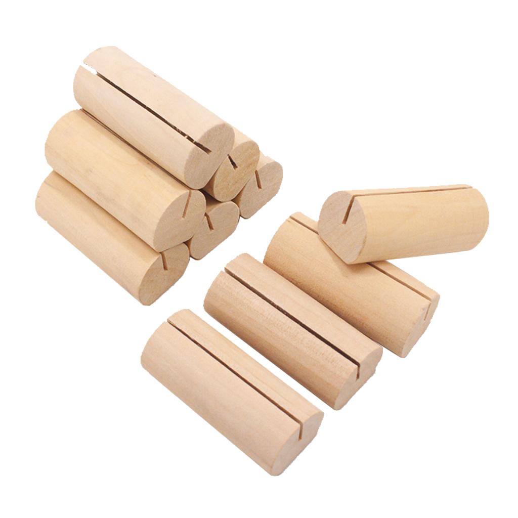 20pcs Table Wood Stands Wooden Base Memo Photo Clip Card Holders
