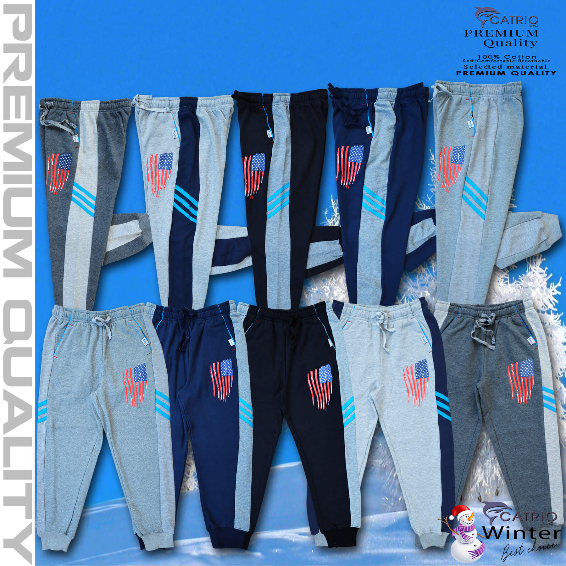 Quần dài bé trai vải 100% cotton PHỐI SƯỜN màu NAVY pha XÁM in WORLD là quần nỉ trẻ em CATRIO từ 9 tuổi đến 18 tuổi phù hợp thời tiết se lạnh mùa thu đông với kiểu dáng thể thao tuyệt đẹp