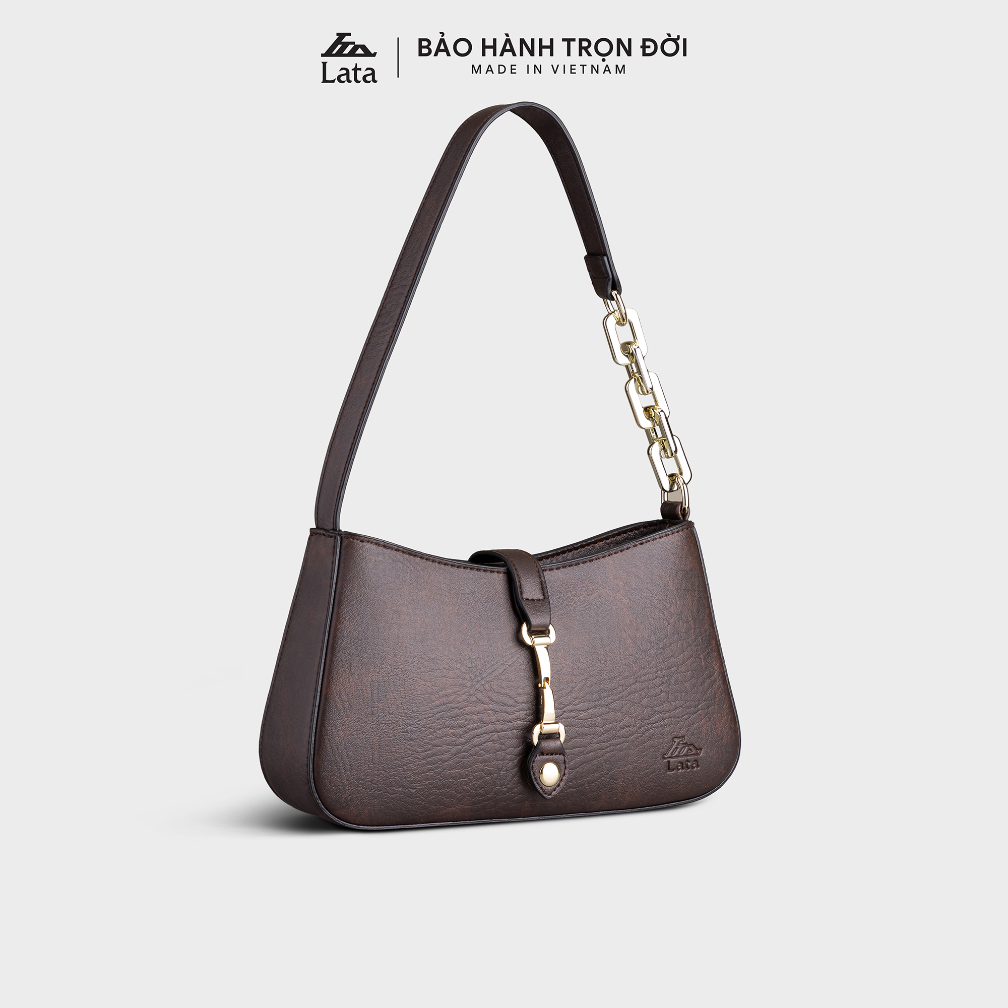 Túi Da Nữ Đeo Vai Basic Lata Hn108 - Nâu