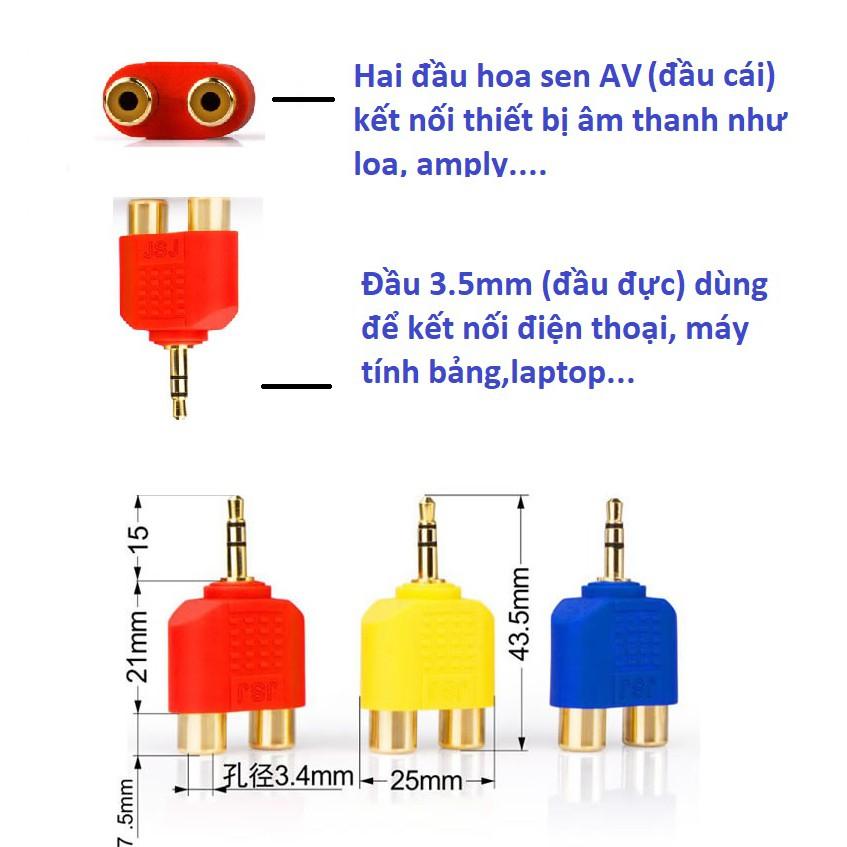 01 Đầu chuyển Jack 3.5mm sang 2 đầu hoa sen AV