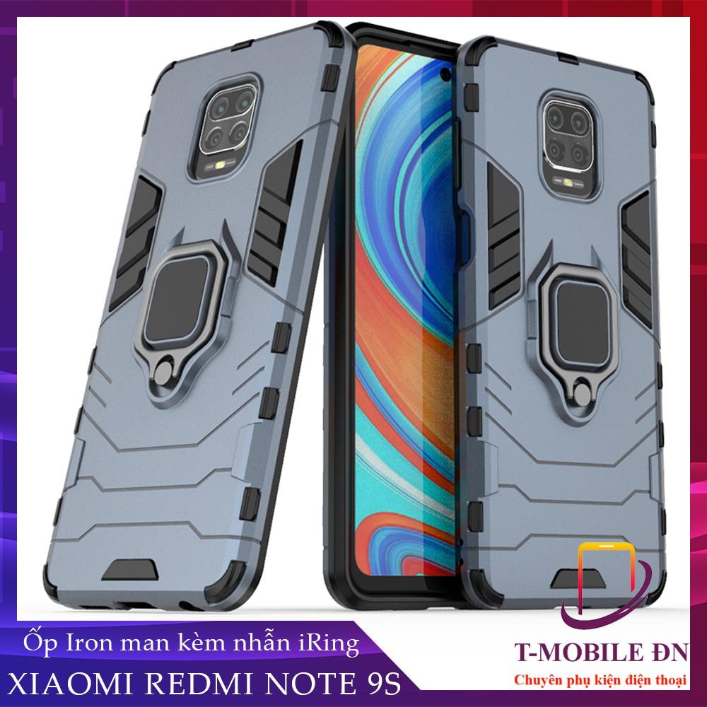 Ốp lưng cho Xiaomi Redmi Note 9 9S 10 10S Pro Max iron man chống sốc kèm nhẫn xoay chống xem video bảo vệ camera