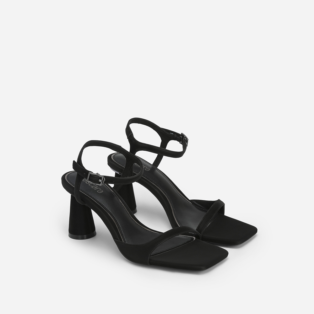 Vascara Giày Sandal Nhung Ankle Strap Gót Trụ - SDN 0736