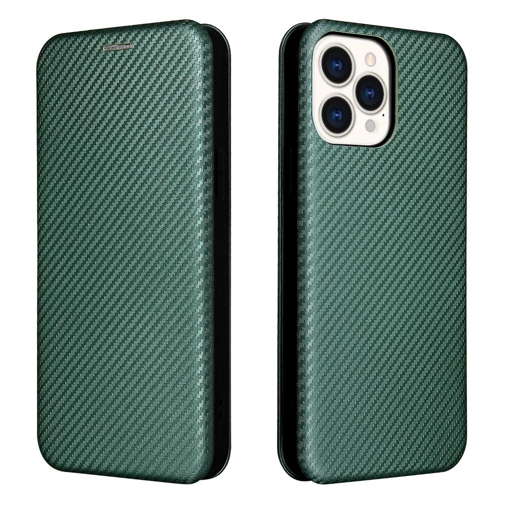 Bao da điện thoại nắp lật kiêm ví sợi carbon có thể làm giá đỡ cho Apple iPhone 13 Pro 13PROMax iPhone 13 Mini