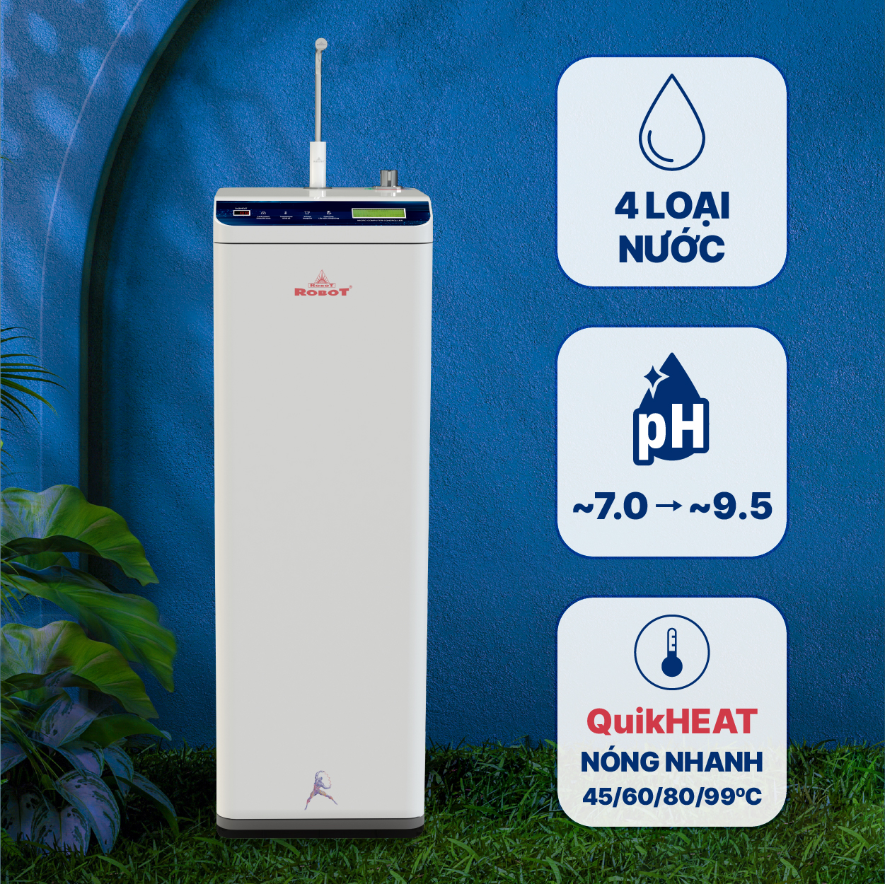 Máy Lọc Nước R.O Hydrogen Kiềm Nóng Thông Ninh ROBOT HydroMega Plus-9 - Hàng Chính Hãng