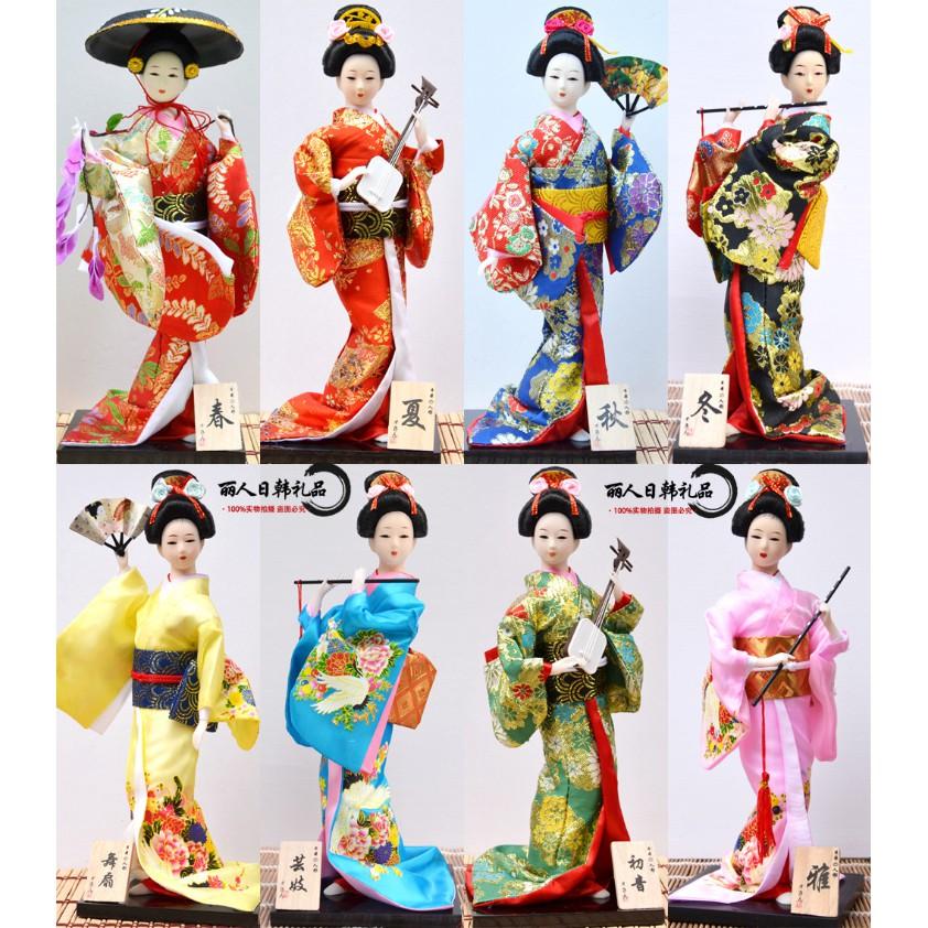 Búp bê Geisha mặc Kimono truyền thống cao 30cm thích hợp trang trí kệ sách, văn phòng, phòng đọc, phòng khách