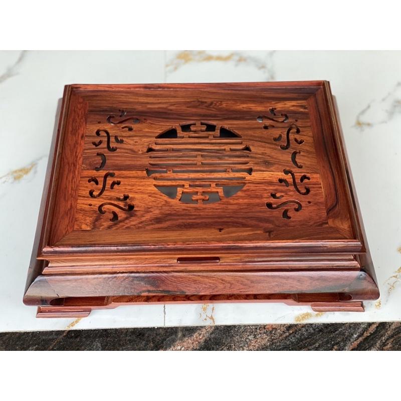 Khay trà chân cuốn gỗ cẩm hàng đẹp