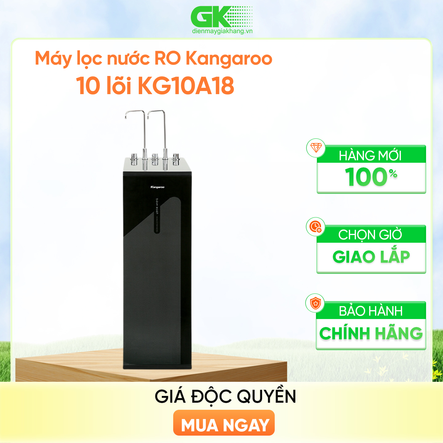 Máy lọc nước RO nóng nguội lạnh 10 lõi Kangaroo KG10A18 - HÀNG CHÍNH HÃNG - GIAO TOÀN QUỐC