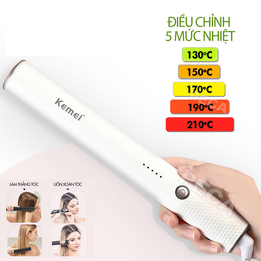 Lược điện chải tóc Kemei KM-509 chuyên dụng chải thẳng tóc, uốn cong điều chỉnh 5 mức nhiệt vỏ cầm cách nhiệt an toàn