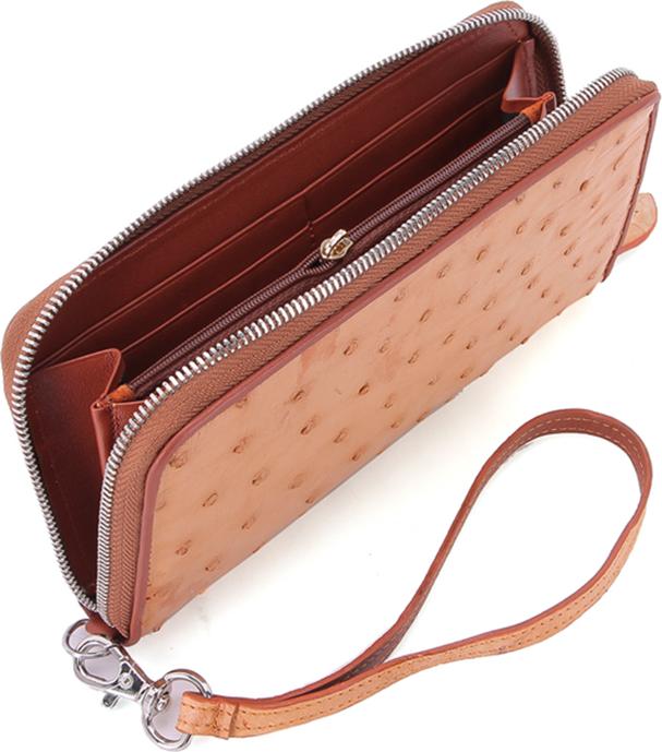 Ví Nữ Da Đà Điểu 1 Khóa Vip Huy Hoàng HT3431 (19 x 10,5 cm) - Vàng Bò