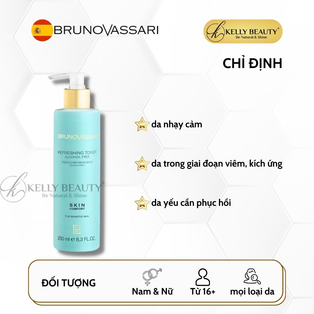 Nước Cân Bằng Cho Da Nhạy Cảm Bruno Vassari Skin Comfort Refreshing Toner | Kelly Beauty