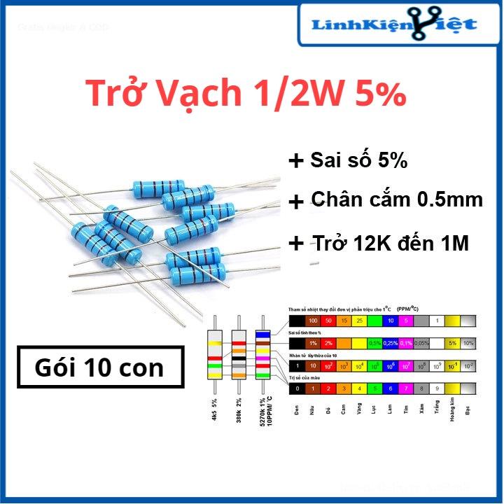 Trở vạch 1/2W 5% 12K → 1M (10 con)