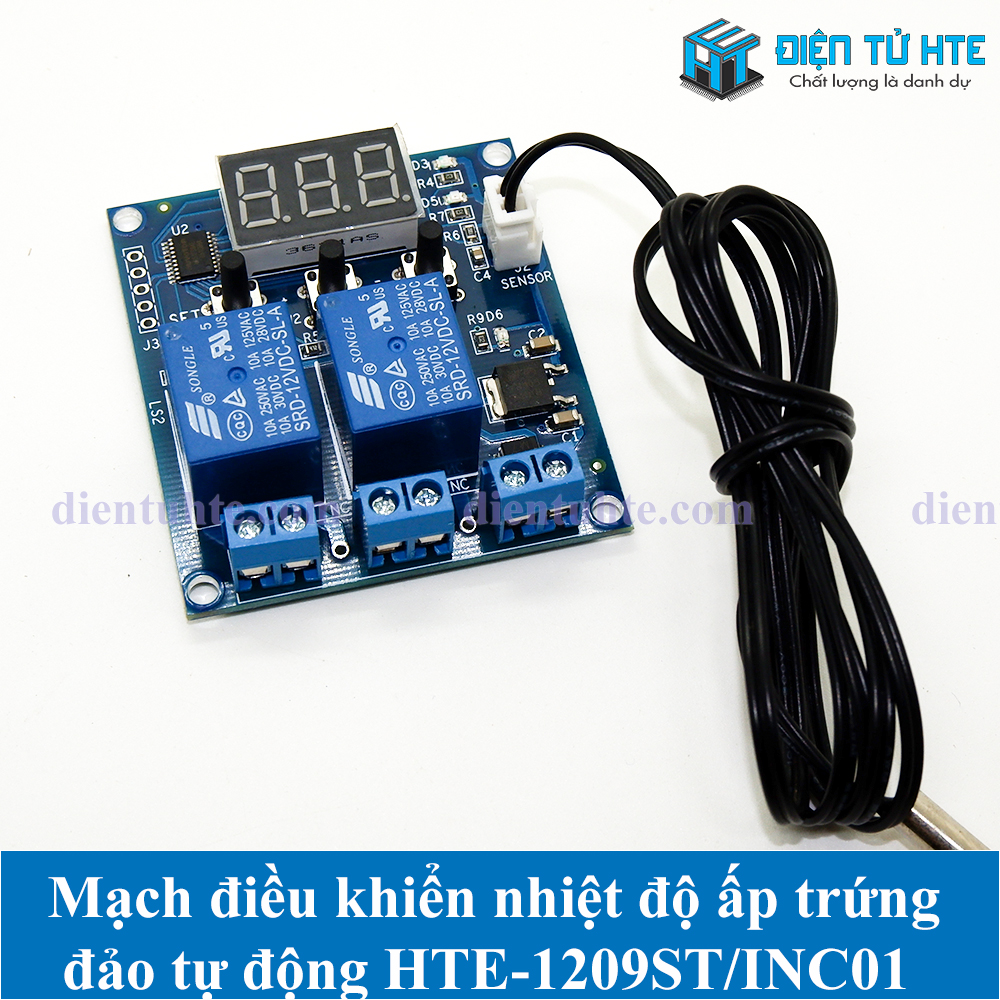 Mạch điều khiển nhiệt độ ấp trứng - đảo tự động - đếm ngày ấp HTE W1209ST INC01