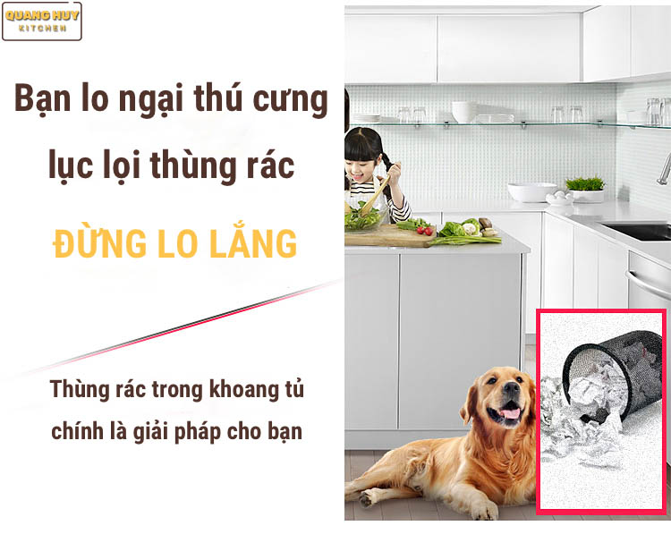 Thùng rác âm tủ bếp nhấn mở tự động cam kết chính hãng Grob