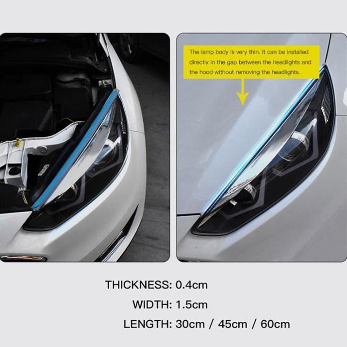 Bộ 2 Dây Đèn Led Mí Ô Tô Tích Hợp Xi Nhan Nháy Đuổi 30cm 45cm 60cm Silicon Chống Nước
