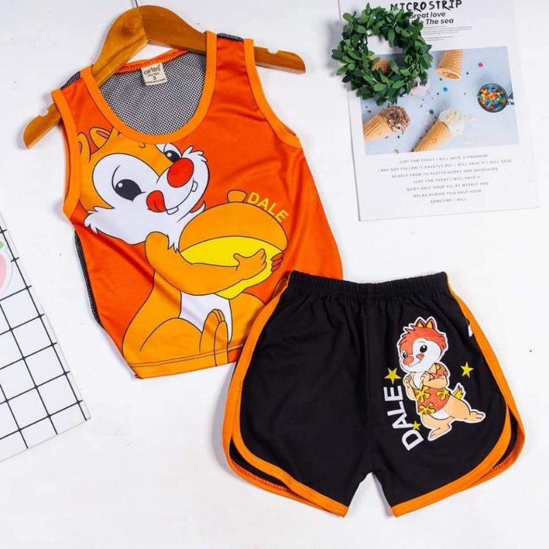 Áo ba lỗ phối lưới in hoạt hình