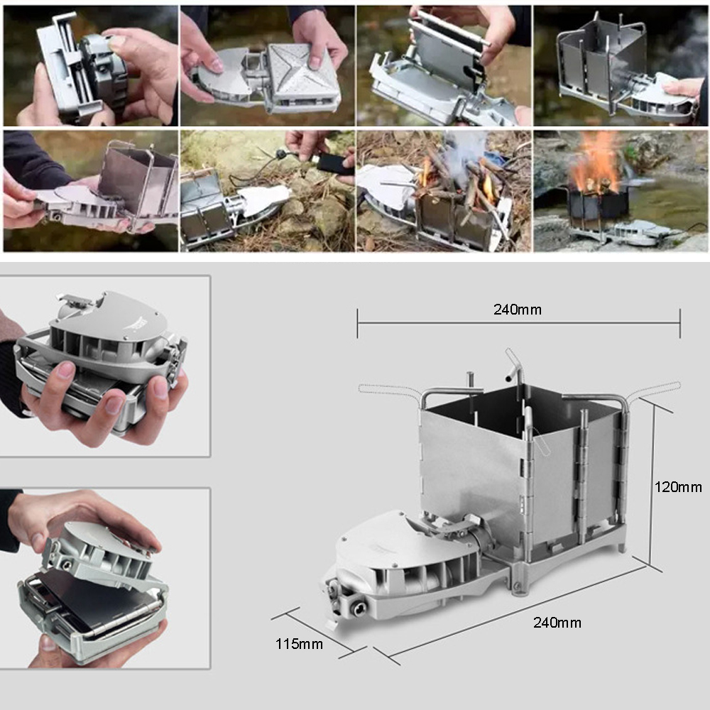 BRS 6000W Outdoor Wood Stove Wood Burning Stove Foldable Firewood Furnace Charcoal Cooker BBQ Electronic Blower Stove