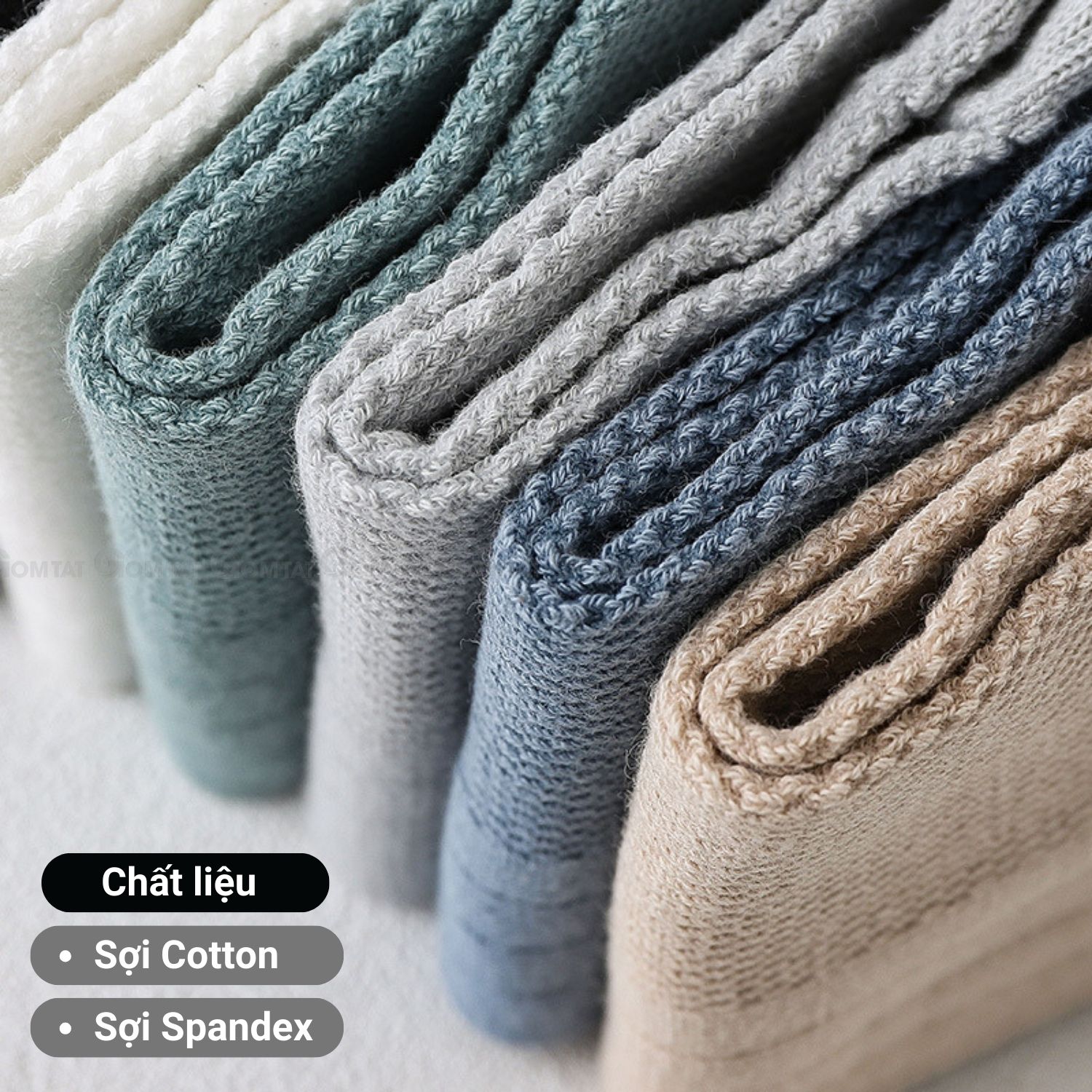 Tất vớ nam cổ ngắn GOMTAT trơn có mặt lưới thoáng khí, chất liệu cotton mềm mại thấm hút - NGANTRONLUOI-FIVE-2002-1DOI