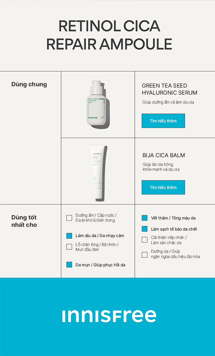 Tinh chất dưỡng phục hồi da innisfree Retinol Cica Repair Ampoule 30 mL (New2023)