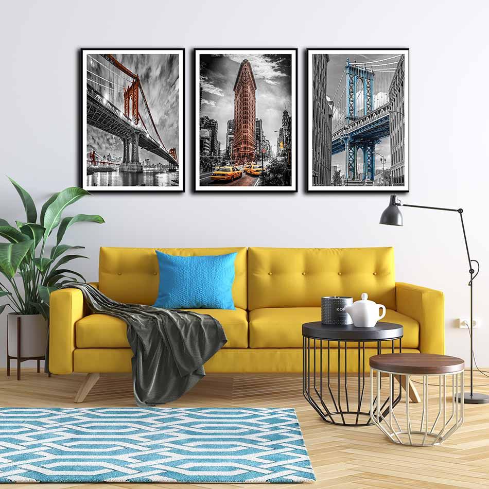 Bộ 3 tranh canvas treo tường Decor Cầu và thành phố – DC103