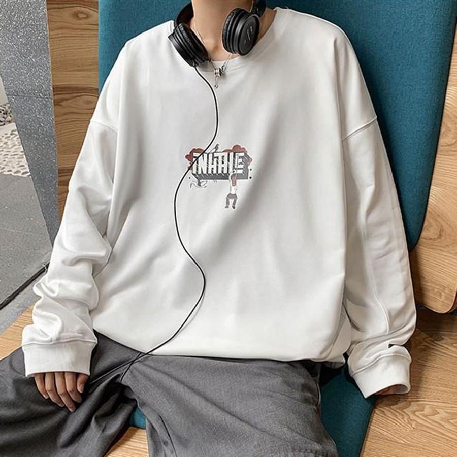 Áo dài tay NỈ BÔNG Unisex MonsterX HXLE Basic Sweater Ulzzang cặp đôi nam nữ form rộng oversize Hàn Quốc