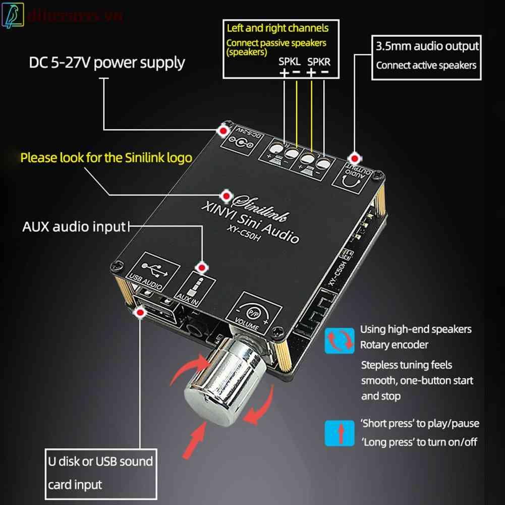 Bảng Mạch Khuếch Đại Âm Thanh Kỹ Thuật Số Không Dây XY-C50H 50Wx2 APP