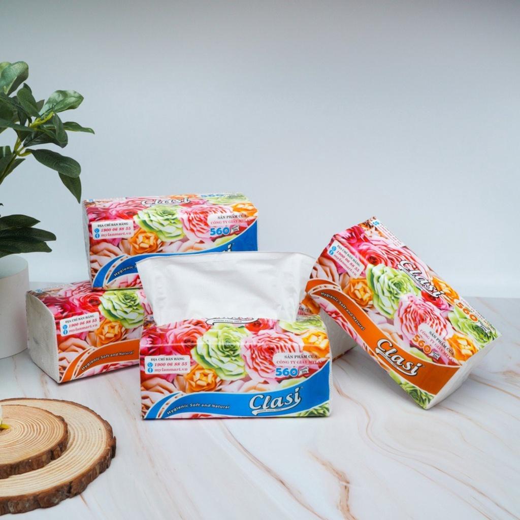 KHĂN GIẤY RÚT LỤA CLASI HOA HỒNG MYLAN 3 LỚP SIÊU DAI, MỀM MỊN, KHÔNG TAN TRONG NƯỚC