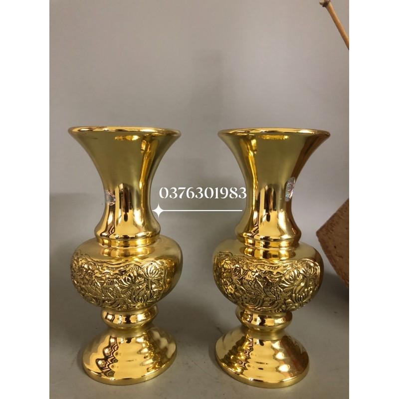 Lọ hoa hoạ tiết bông cúc cao 20cm