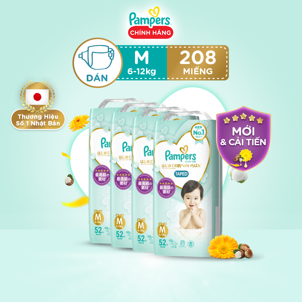 Combo 4 Tã Dán Pampers Nội Địa Nhật Bản M52