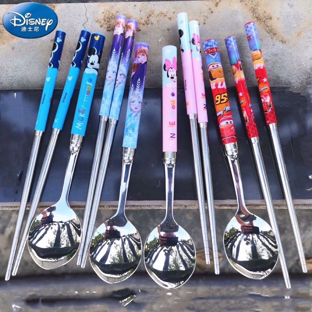 Set muỗng đũa inox hình Mickey siêu cute cho bé trai - PDM2018X