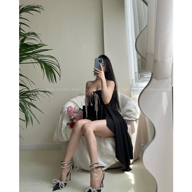 Đầm cúp ngực xoè vạt xéo có kèm quần