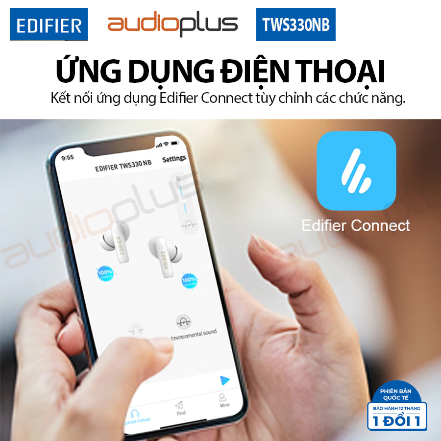 EDIFIER TWS330NB Tai nghe bluetooth chống ồn chủ động ANC - AI khử ồn đàm thoại - Game mode - Bản quốc tế - Hàng chính hãng